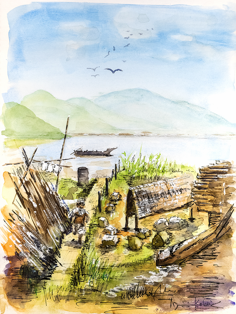 昔の写真を水彩画に 〜昭和30年代の沖島の風景〜 | Kohei Office