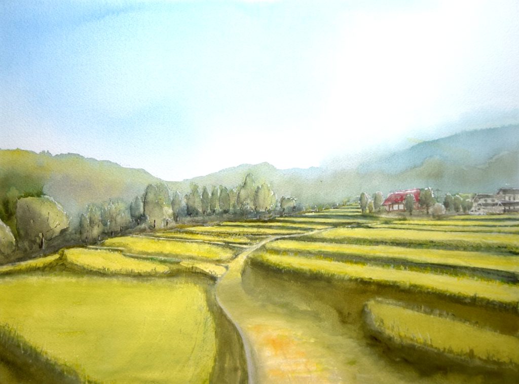 絵画　熱帯の棚田風景　油彩画 絵画 熱帯の棚田風景 油彩画 絵画 熱帯の棚田風景 油彩画